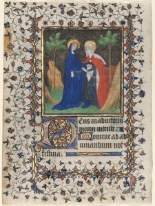 Blade fra en timebog: Besøget og Kristus i dommen, ca. 1415. af Boucicaut Master