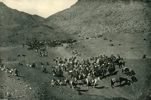 Karavane passerer gennem Khyber-passet, 1901.
