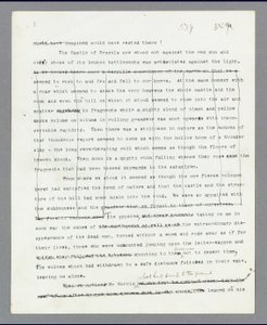 Side 539, Kapitel 27, Den slettede passage, der beskriver ødelæggelsen af Draculas slot, fra Bram Stokers originale maskinskrevne manuskript af 