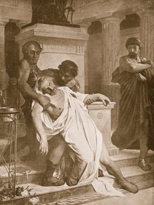 Demosthenes død, illustration fra 
