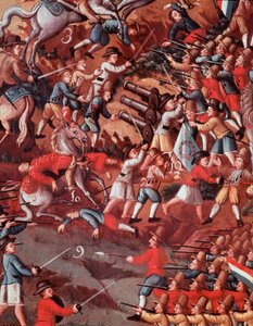 Detalje af "" ex-voto, der repræsenterer slaget ved Guararapes"" af Brazilian School