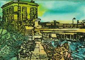 The Constitution Pub, Regents Canal (akvarel på papir)