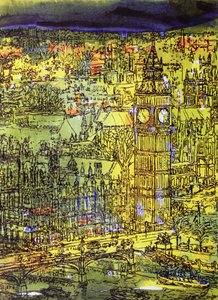 Westminster (wc og mixed media på papir) af Brenda Brin Booker
