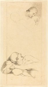 Skræmt mand ser op; Kvinde og børn af British 18th Century after John Flaxman