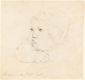 Hoved af et barn i kasket af British 18th Century after John Flaxman