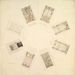 Ottekantet værelse med delt udsigt, 1800-tallet. af British Anonymous 19th Century.