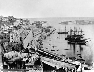 Indgangen til den store havn, Malta, ca. 1880 af British Photographer