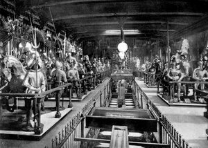 Henry VIII Horse Armoury, Halshugningsøksen og blok, Tower of London, 1890