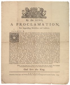 En proklamation til undertrykkelse af oprør..., 23. august 1775 af British School