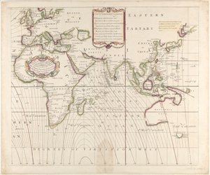 Et nyt og korrekt søkort over hele verden, der viser kompassets variationer, som de blev fundet i år 1700. af British School