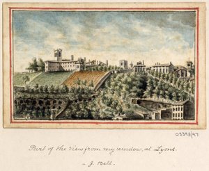 En række skitser, udsigter i Storbritannien, kontinentet og Amerika 1772-1778 (akvarel) af British School