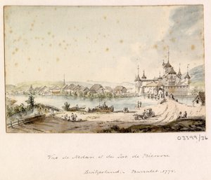 En række skitser, udsigter i Storbritannien, kontinentet og Amerika 1772-1778 (akvarel) af British School