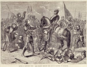 Slaget ved Bosworth-feltet. Lord Stanley, der bringer Richard III