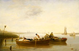 Greenwich fra Blackwall Reach, ca. 1830-40 (olie på lærred)