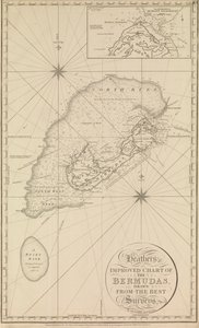 Heathers forbedrede kort over Bermuda" med et indstik af "indsejlingen til Murrays ankerplads af British School