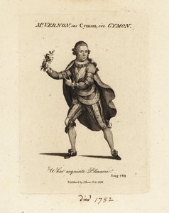 Mrs Joseph Vernon som Cymon synger Thomas Arnes kantate Cymon og Iphigenia af British School