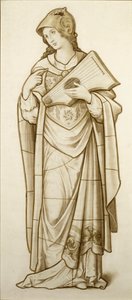 Muse of Lyric Poetry - tegneserie for farvet glas, ca. 1890 (akvarel på papir) af British School