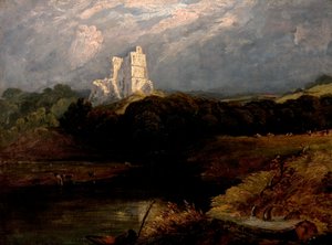 Norham Castle, Northumberland (olie på lærred) af British School