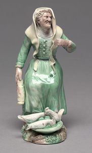 Old Woman Feeding Chickens, Staffordshire Factory, ca. 1770 (lertøj) af British School
