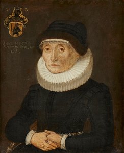 Portræt af en dame (olie på bord) af British School