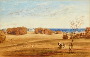 Prospect of Horsley Towers, Surrey (pen og blæk og akvarel) af British School