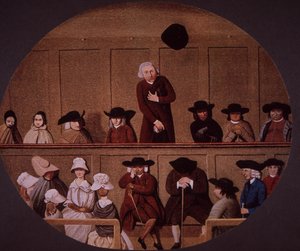 Quaker møde (farve litho) af British School