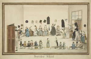 Den velvillige skole, ca. 1795 (akvarel og blæk på papir) af British School