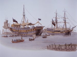 Victoriansk fængselshulkskib på Themsen