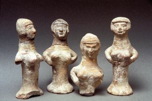 Figurer af Ashera, kanaanæisk, 999-600 f.Kr. (ler)