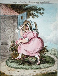 At gå til London gennem Epping Forest, ætset af James Gillray (1757-1815) udgivet af Hannah Humphrey i 1802 (håndfarvet radering)