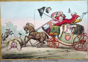 En af fordelene ved en lavvogn, udgivet af Hannah Humphrey i 1801 (håndfarvet radering)