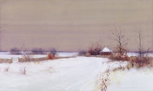 Snow Scene in Country, ca. 1890 (wc & gouache på papir)