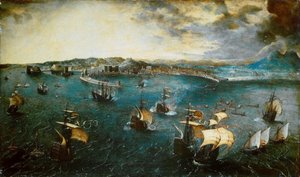 Udsigt over Napoli-bugten, ca 1550-1565.