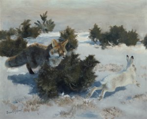 Ræv og hare af Bruno Andreas Liljefors