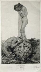 Grief, 1916 (Remarque proof radering på papir) af Bruno Heroux