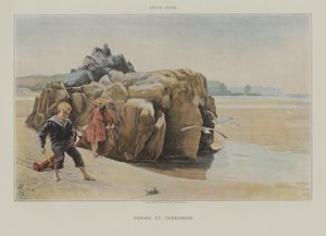 Perseus og Andromeda (farve litho) af Bryan Hook