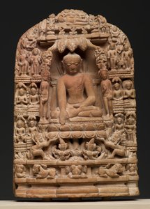 Plaque, der viser episoder fra Shakyamuni Buddhas liv (pyrofyllit) af Burmese School