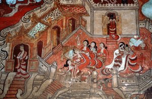 Scener fra en Bodhisattvas liv, 1776 (vægmaleri) af Burmese School