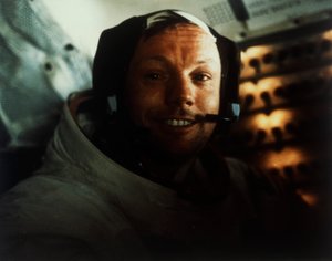 Kommandør Neil Armstrong i Lunar Module on the Moon, Apollo 11 mission, juli 1969. af Buzz Aldrin