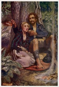 "Til lunt i en dal, hvor nane kunne se" (farve litho)