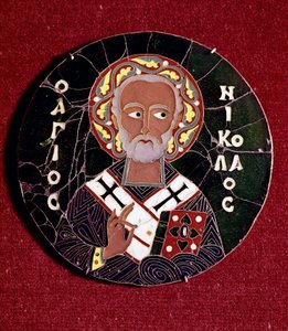 Byzantinsk kunst: repræsentation af Saint Nicholas of Myra (eller Bari) (4. århundrede) (Byzantinsk kunst: repræsentation af Saint Nicholas of Bari) E-mail fra det 10. århundrede (Emalje af Byzantine
