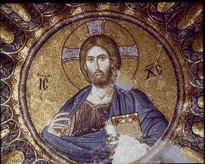 Kristus pantokrator (eller Kristus i herlighed) (mosaik, 5.-14. århundrede) af Byzantine