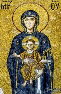 Comnenus mosaik forestillende Madonna og barn, Hagia Sophia, Tyrkiet. (mosaik) af Byzantine