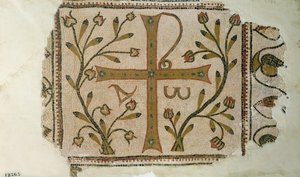 Kors af Sbeitla, fra basilikaen Henchir Ali Ben Rzal, Tunesien, 5.-6. århundrede (mosaik) af Byzantine