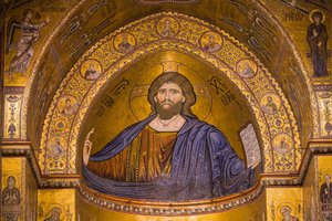 Billede af Jesus, Santa Maria Nuova-katedralen, Monreale, Sicilien, Italien, Europa af Byzantine