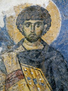 Mercurius af Cæsarea, fragment af en fresko fra Sankt Maria af Konstantinopel (i dag Odalar-moskeen), Istanbul, Tyrkiet. Byzantinsk civilisation af Byzantine