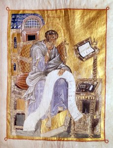 Sankt Markus repræsenteret i et byzantinsk manuskript fra det 13. århundrede, London, Victoria og Albert. af Byzantine