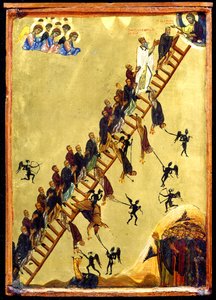 Den himmelske stige af Johannes af Climacus (tempera og guld på træ) af Byzantine