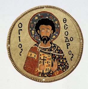 Saint Theodore (Teodoro) - i Fac-lignelse i "" Historie og monumenter af byzantinske emaljer"" af N Kondakow af Byzantine Byzantine