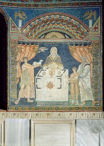 Abraham, Isak og Melkisedek (mosaik) af Byzantine School